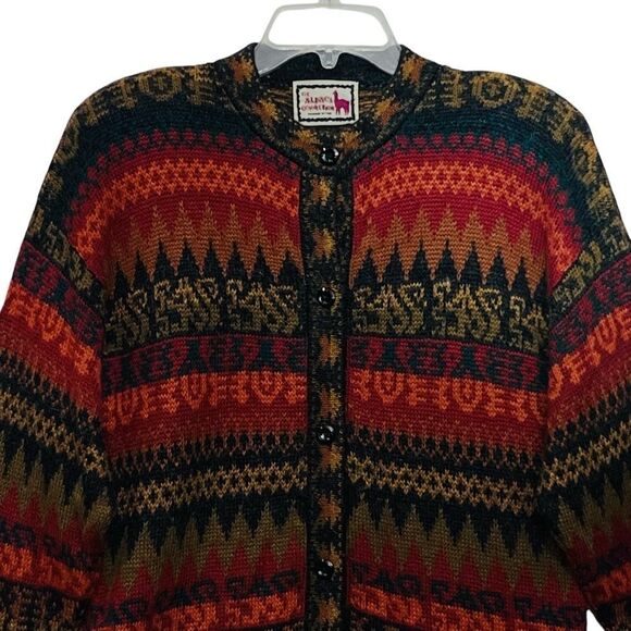 The Alpaca Connection Cardigan The Peruvian Andes Peruvian Theme Knit Sweater M - Picture 3 of 16